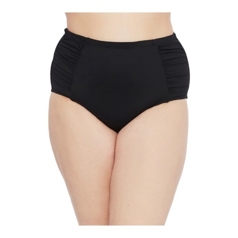 La Blanca Island Goddess Tummy Control Bikini Bottom Black NWT 18W
